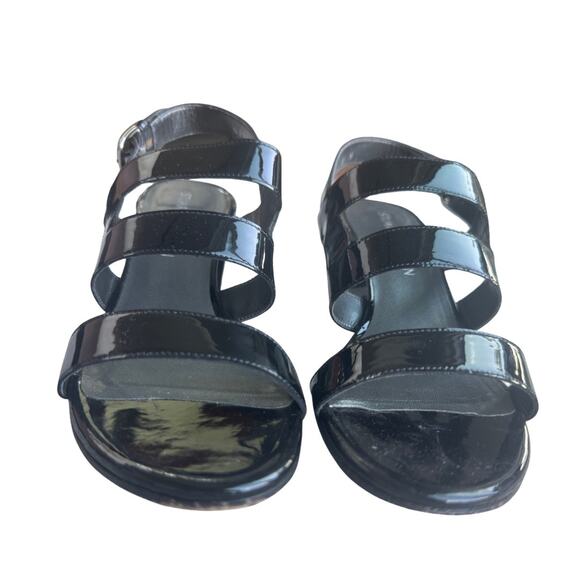Stuart Weitzman Milanese Black Patent Leather Slingback strap Sandals 8N 8 Heels - Picture 5 of 10